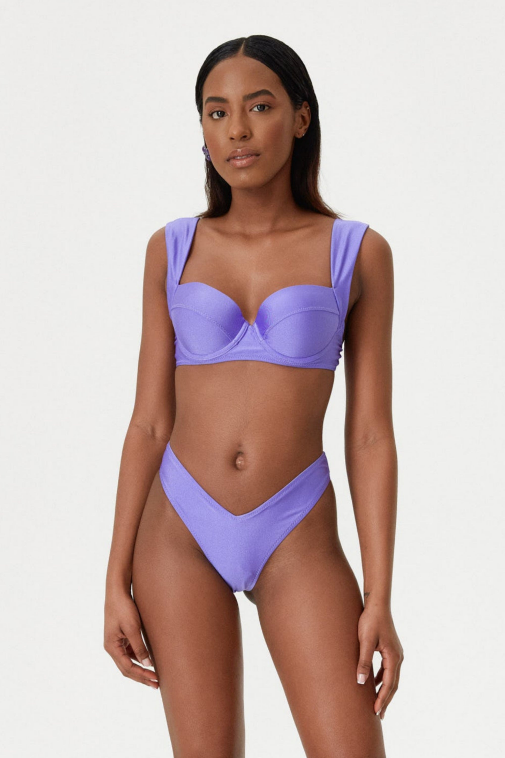 Slip de baie cu talie în V Mov Ametist
