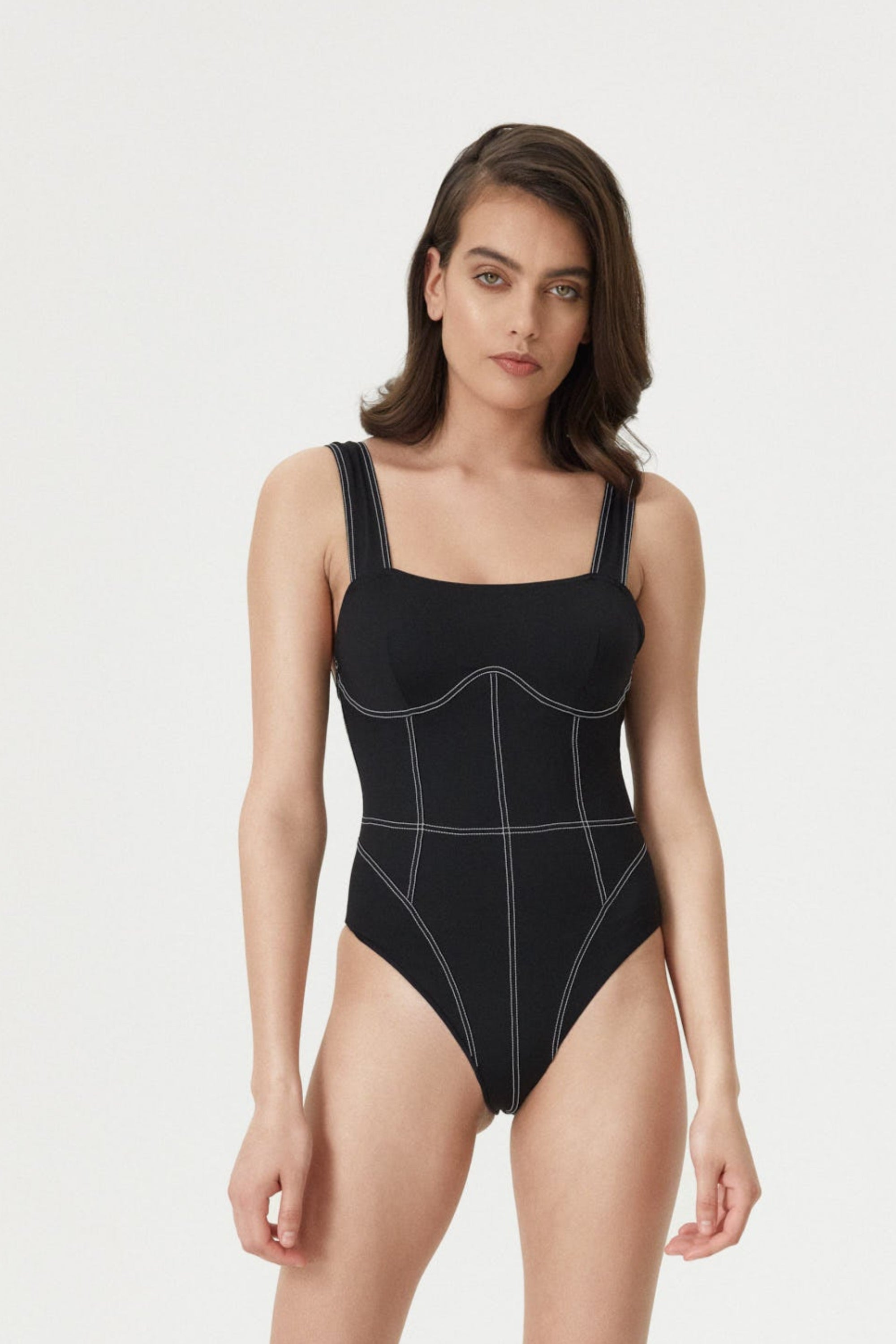 Costum de baie întreg Corset Lines Negru