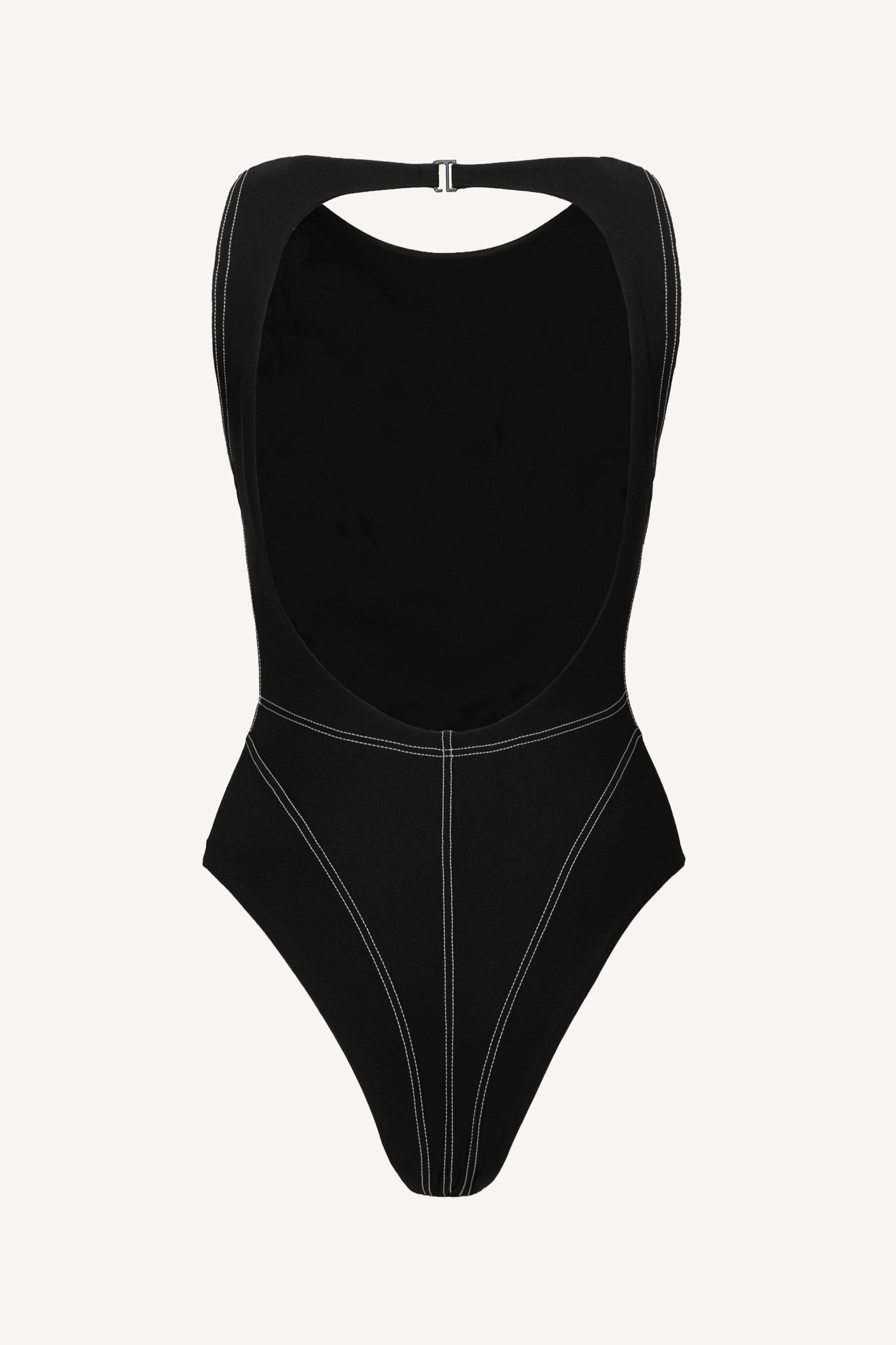 Costum de baie întreg cu spate decupat Corset Lines Negru
