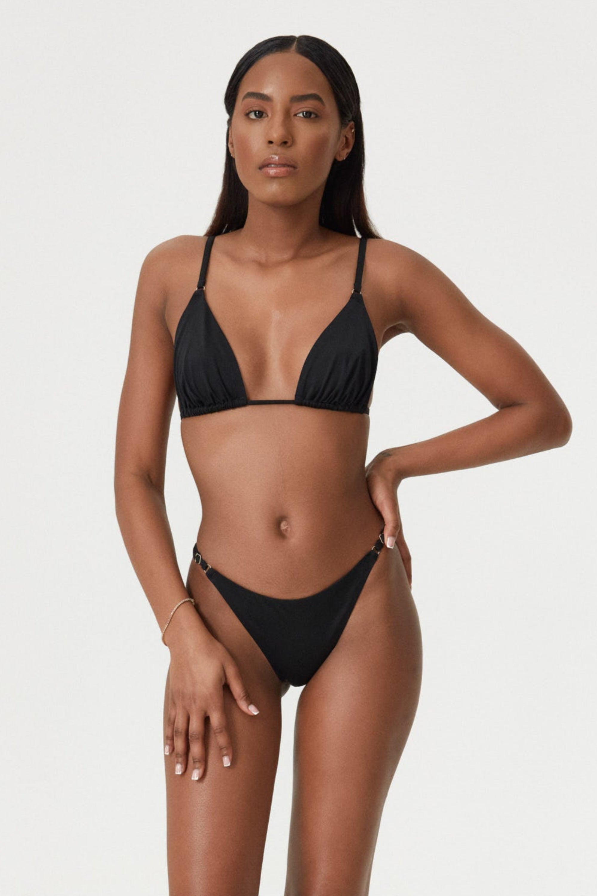 Slip de baie cu reglare pentru bronzat Negru