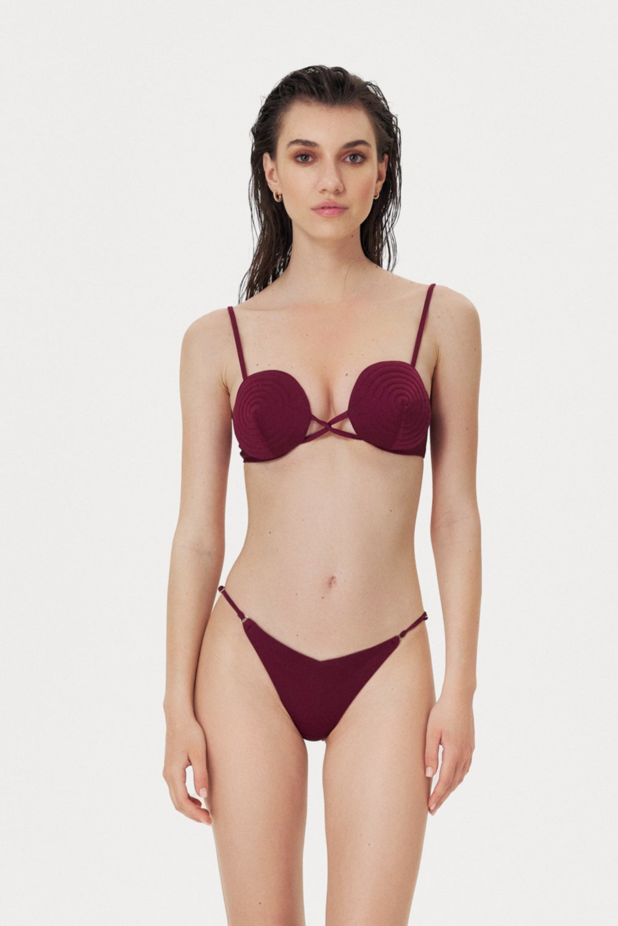 Sutien de baie cu spirală Vișiniu Burgund