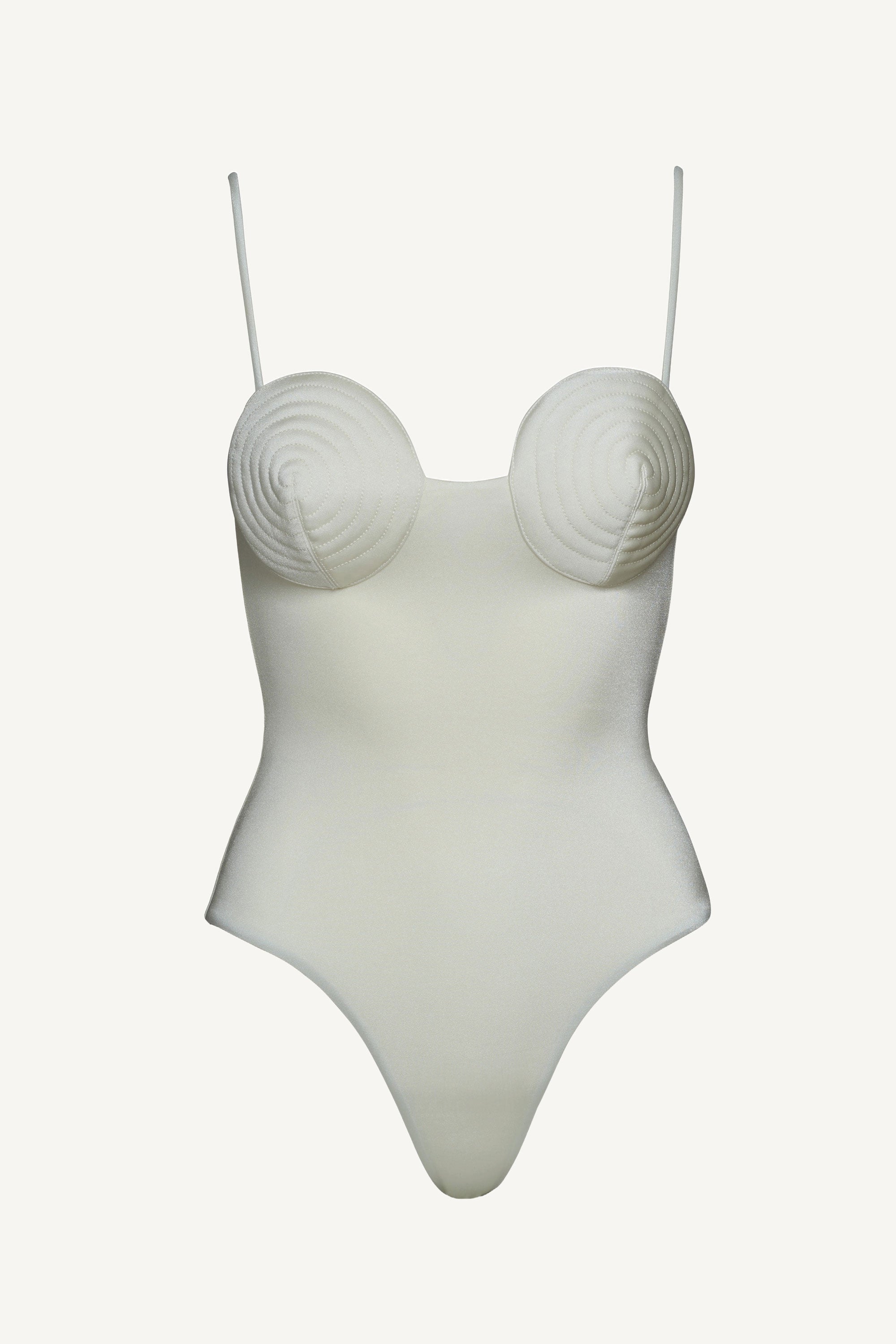 Costum de baie întreg cu spirală Alb