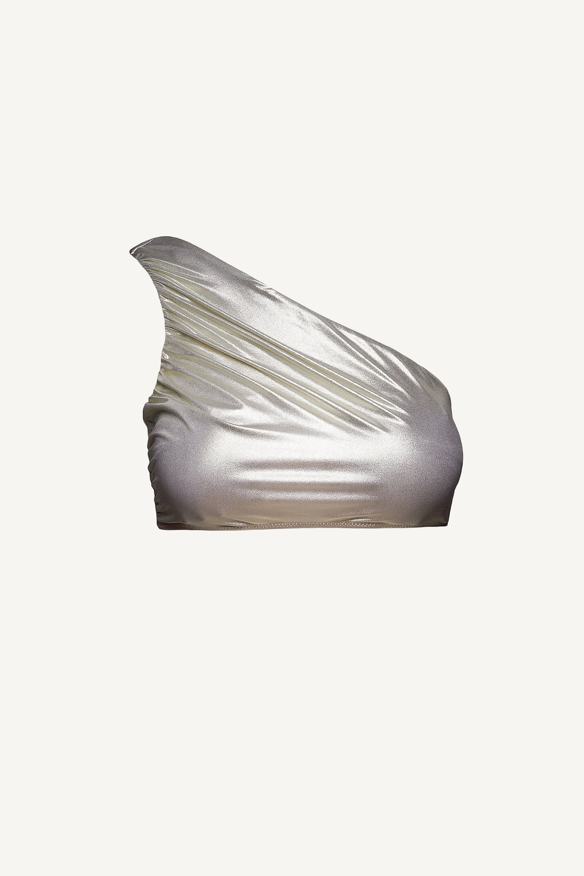 Sutien de baie One-Shoulder Alb Metalic