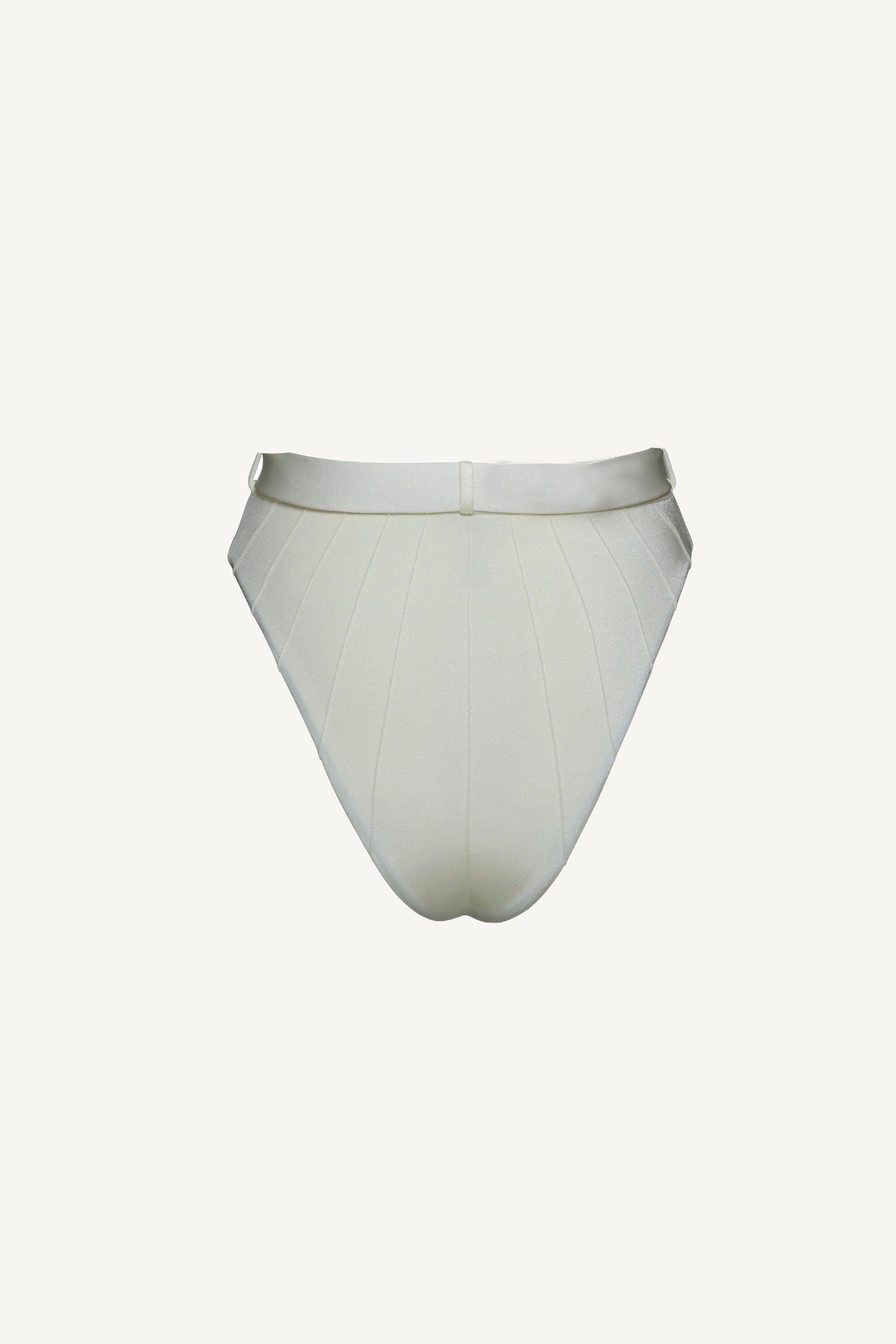 Slip de baie cu talie înaltă Coquillage Alb perlat