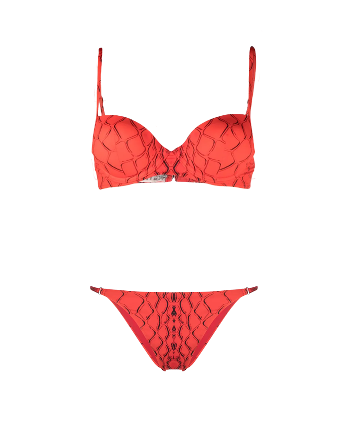 Red Snake Push-Up Bra & Tanning Bikini Bottom