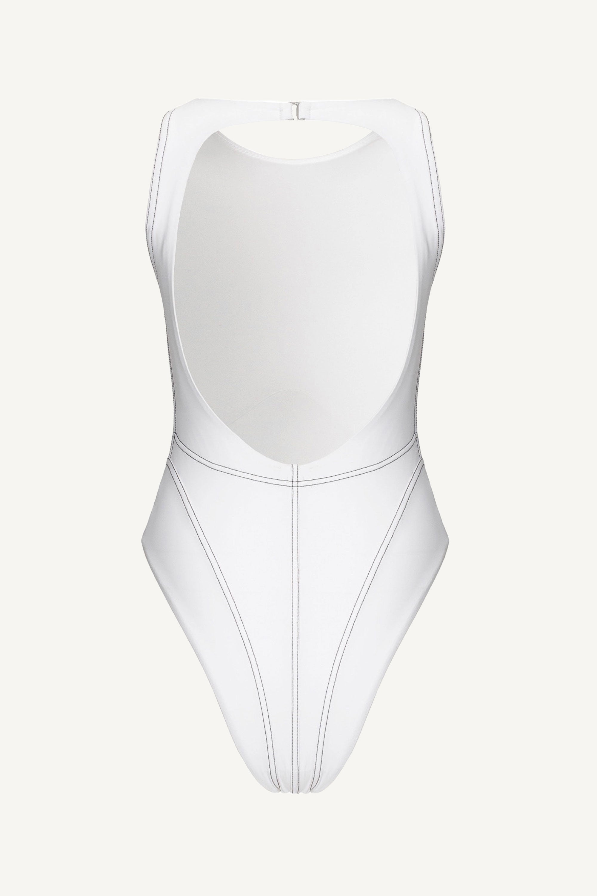 Costum de baie întreg cu spate decupat Corset Lines Alb