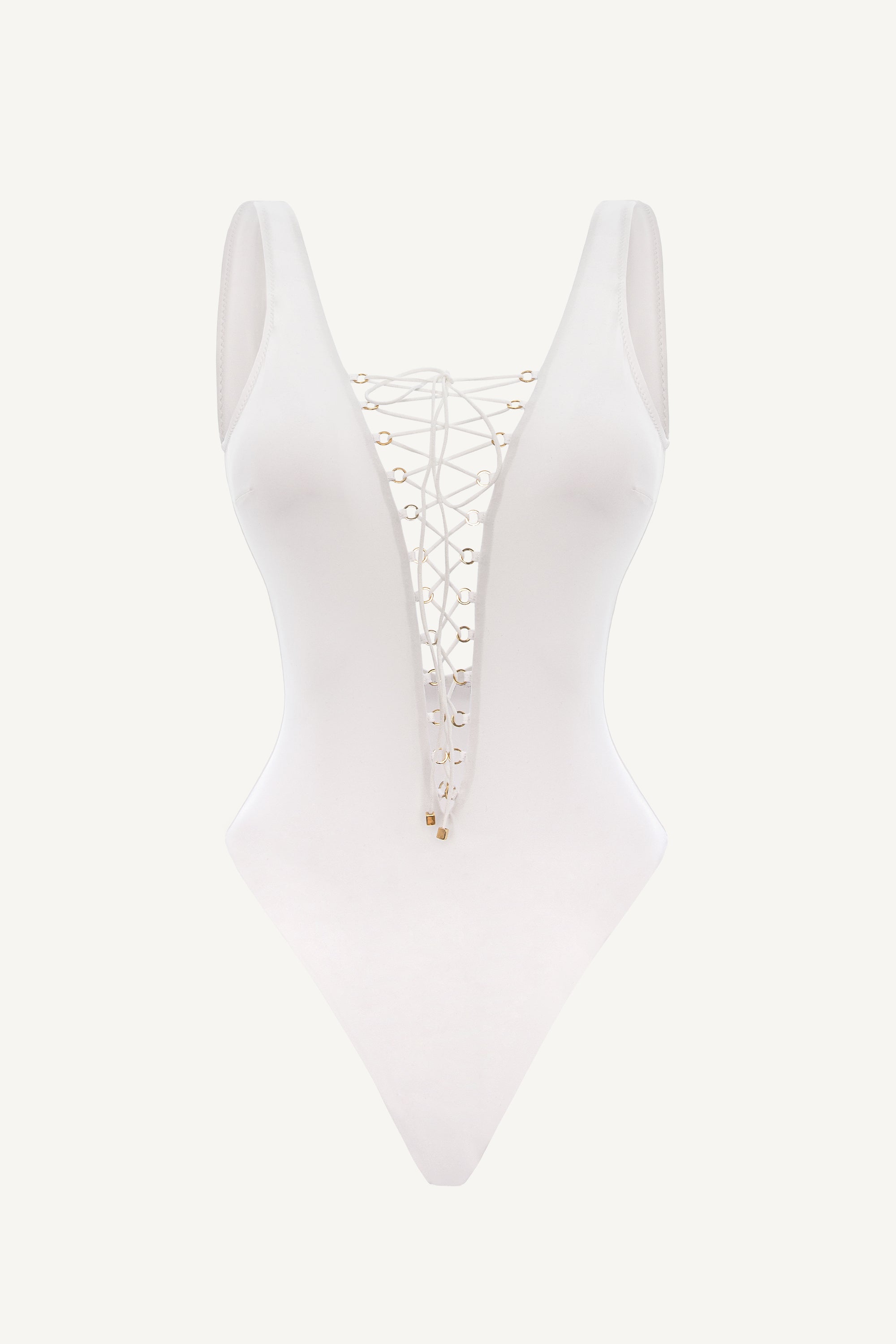 White Lace-Up One Piece