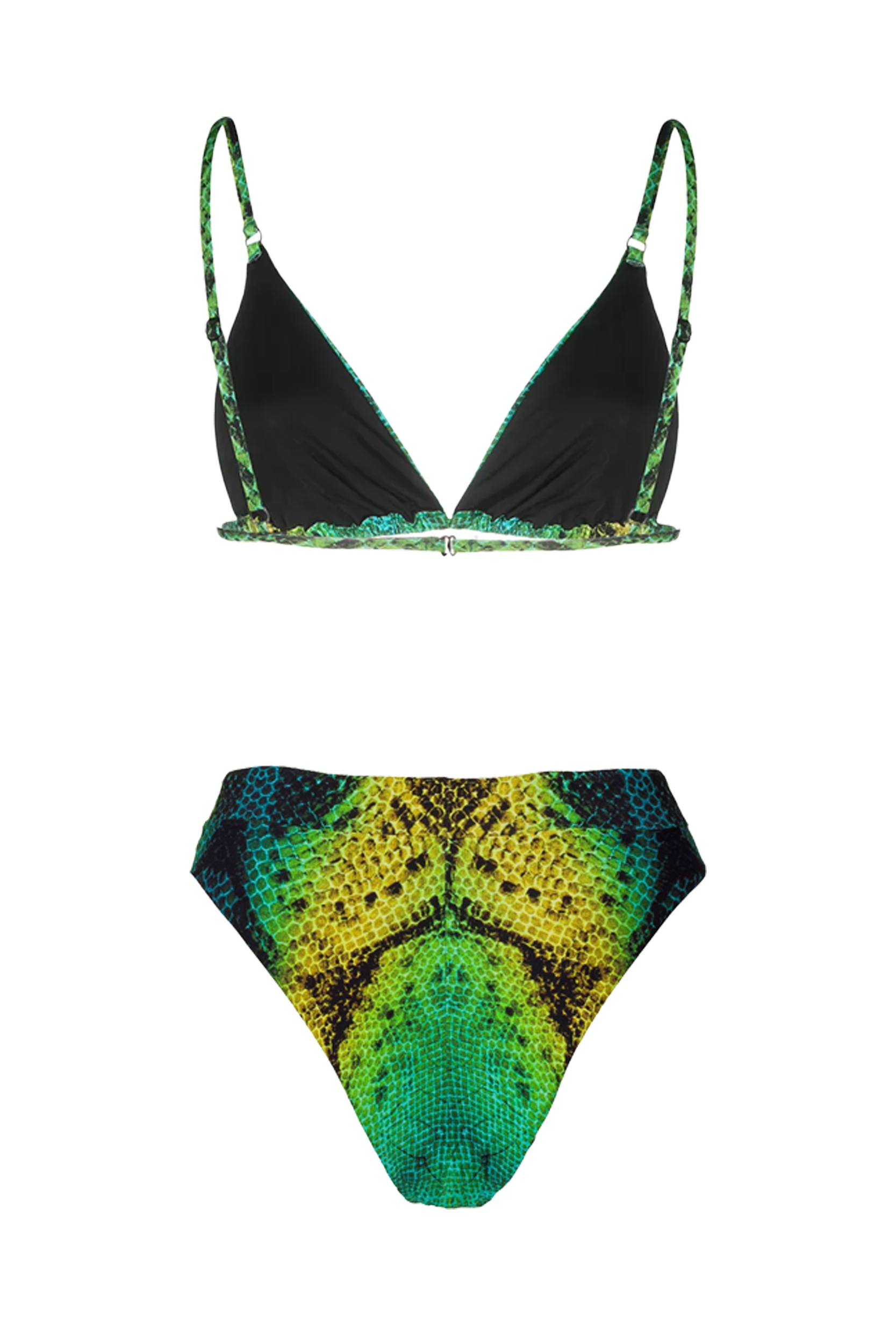 Top Triunghi Șarpe Verde & Slip High Waist