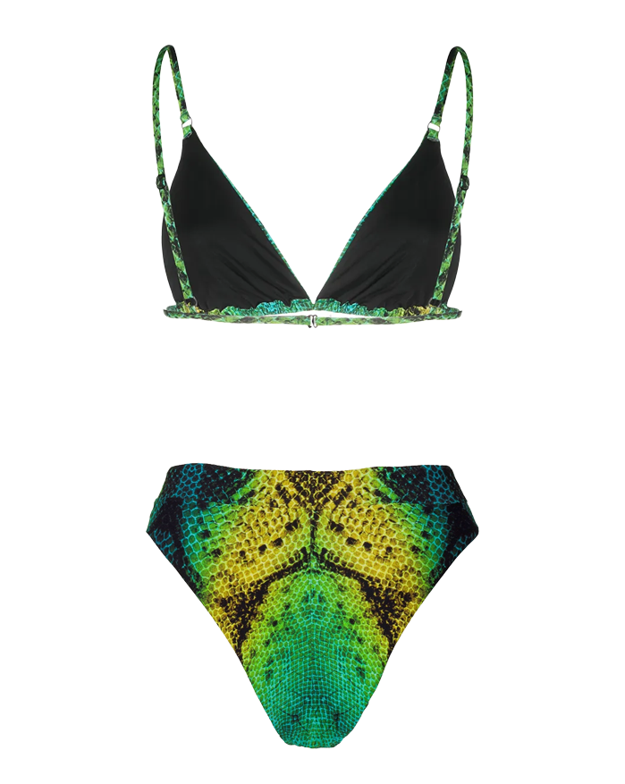 Green Snake Tanning Top & High Waist Bottom