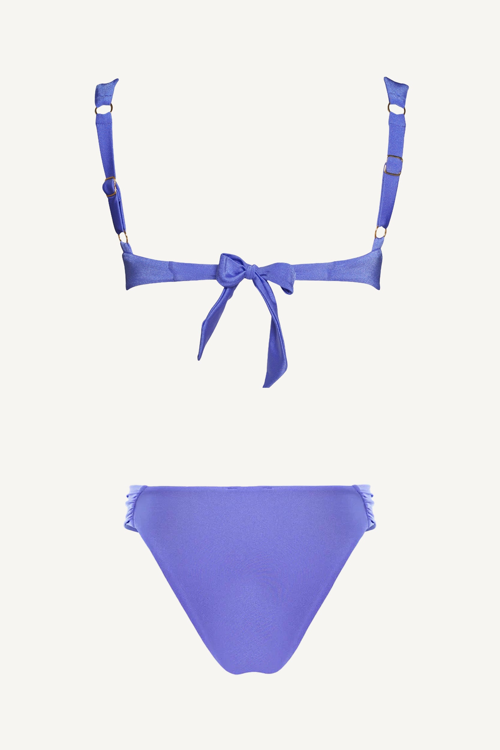 Sutien balconette drapat cu armătură ametist & slip brazilian drapat