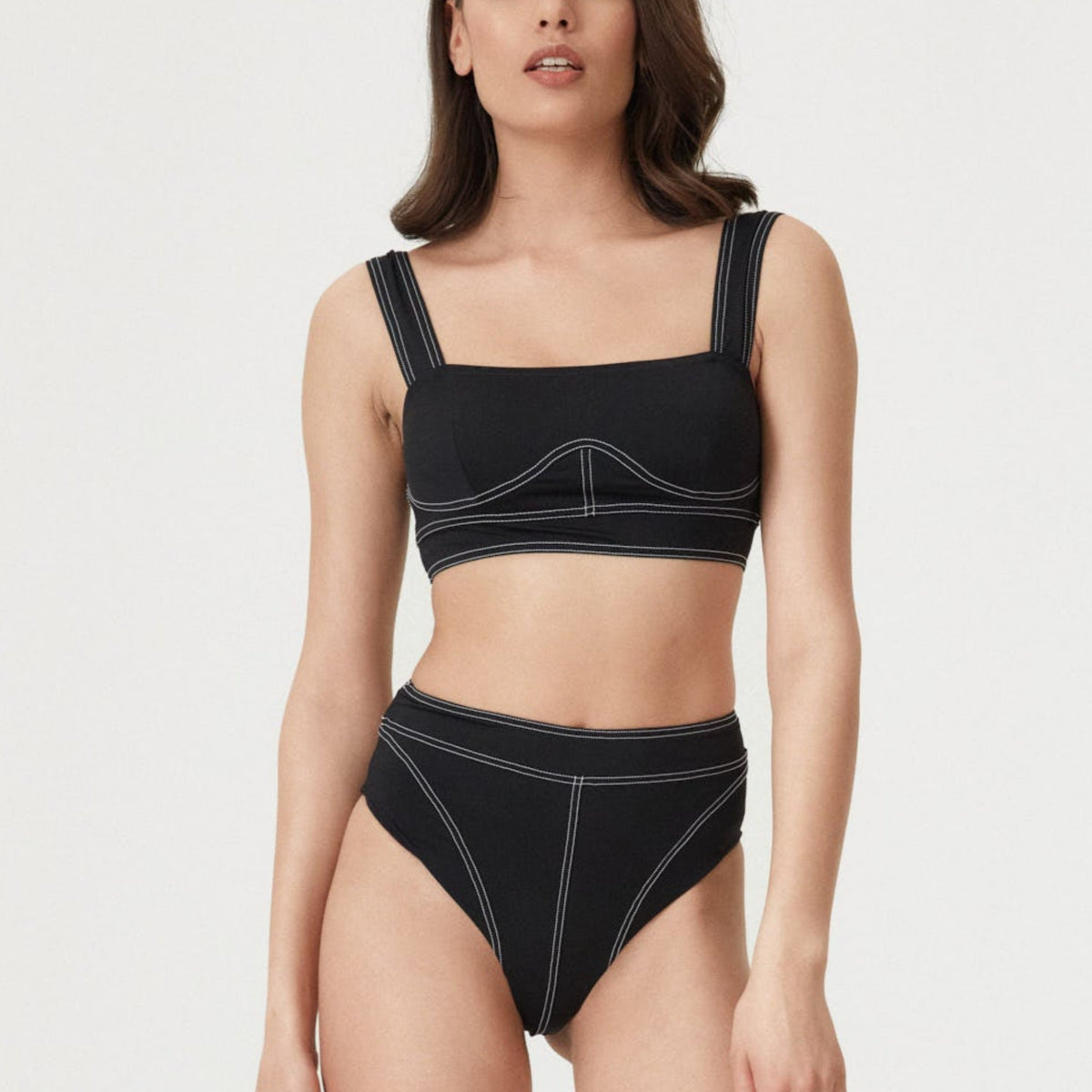 Black Corset Lines High Waist Bottom