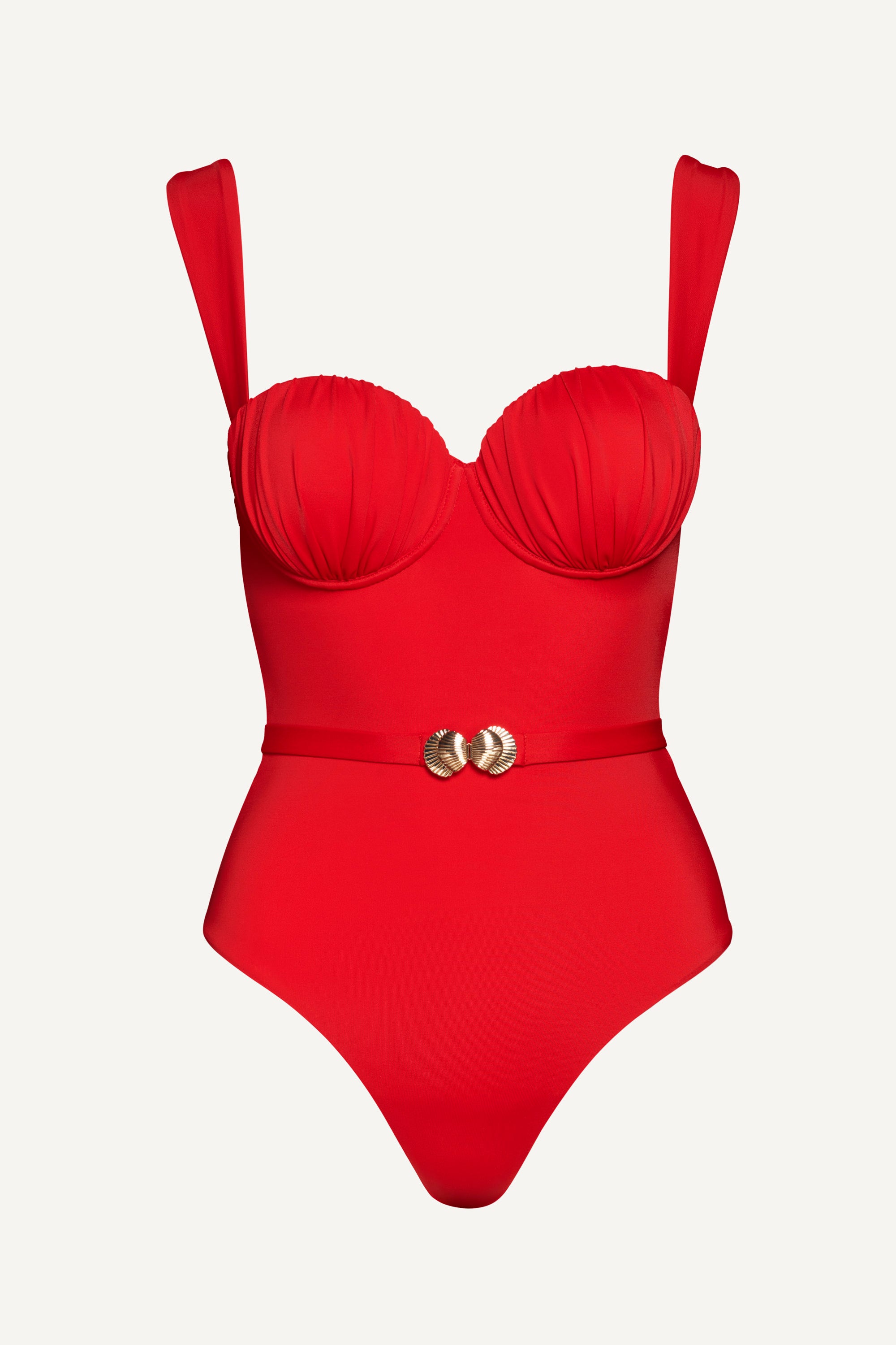 Red Seashell Balconette One Piece