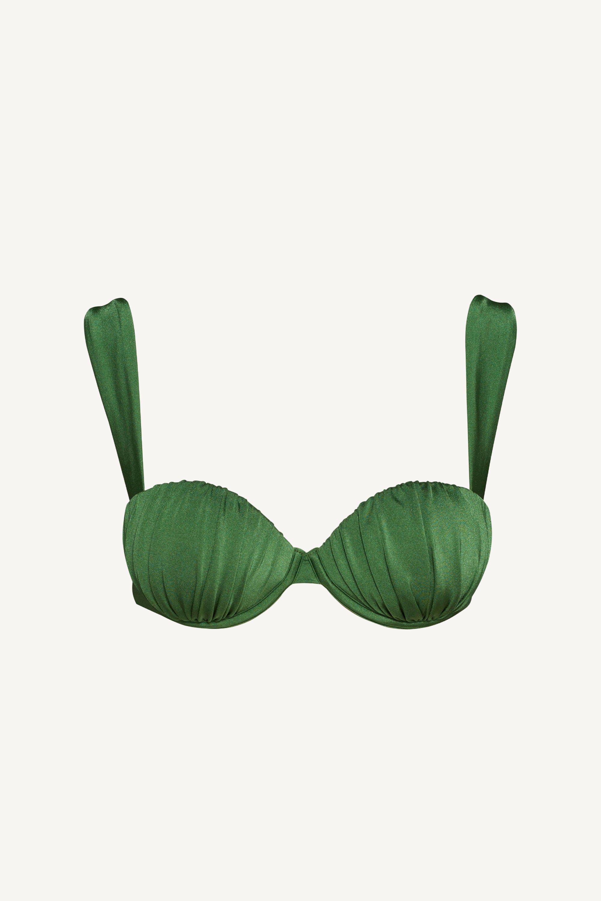 Forest Green Ruched Balconette Underwire Top