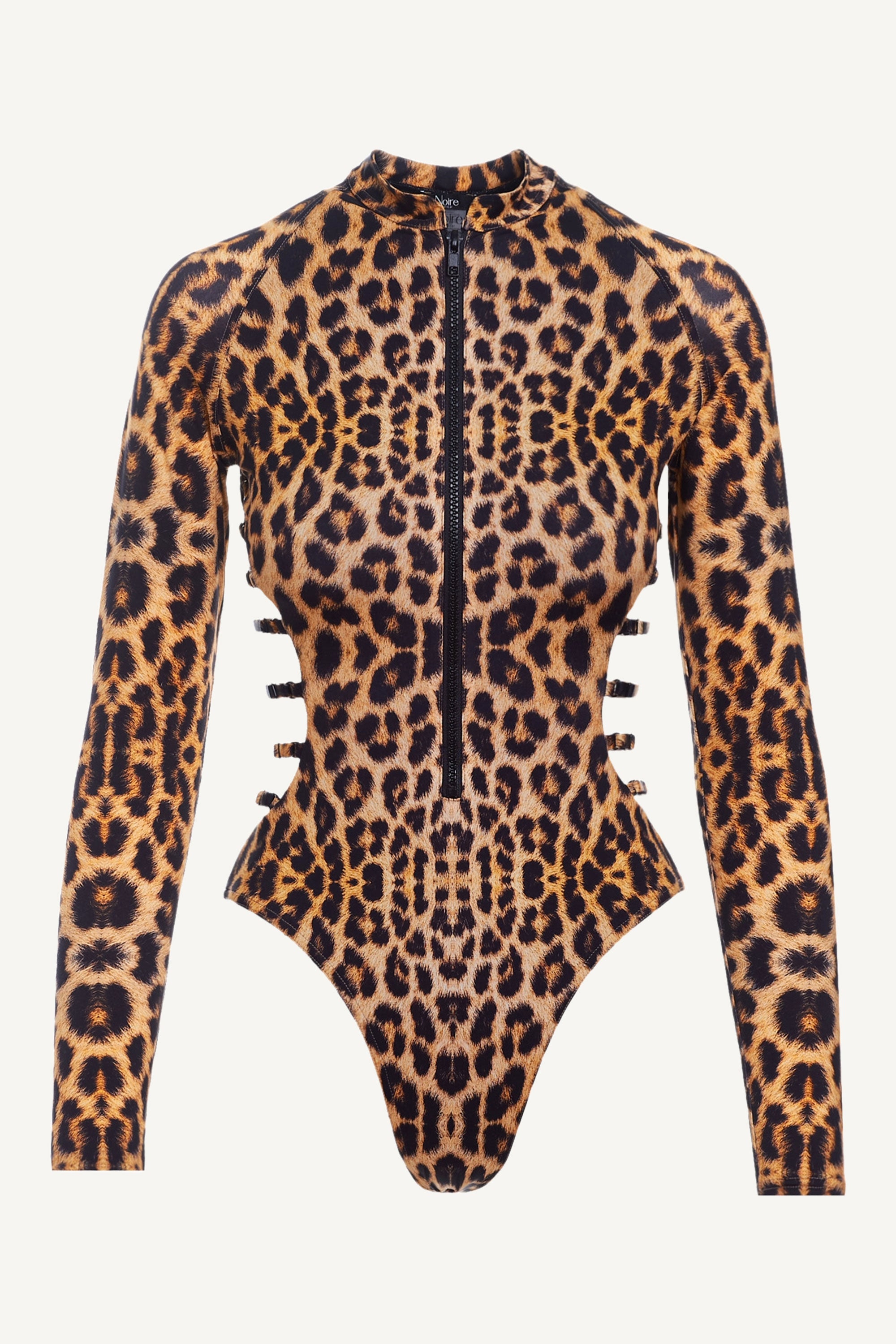 Leopard Sculpting Long Sleeve Swimsuit