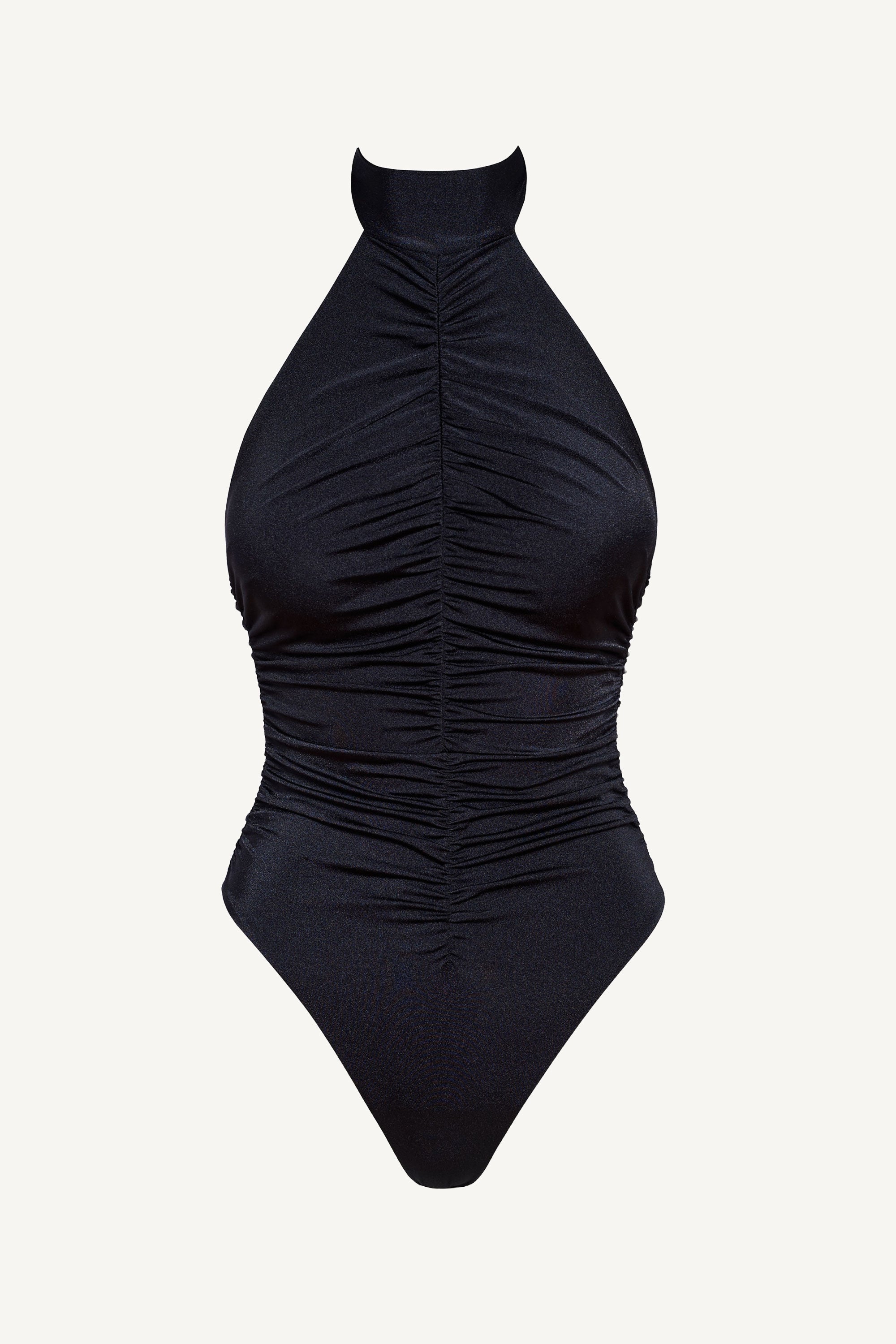 Onyx Ruched Halter Neck One Piece