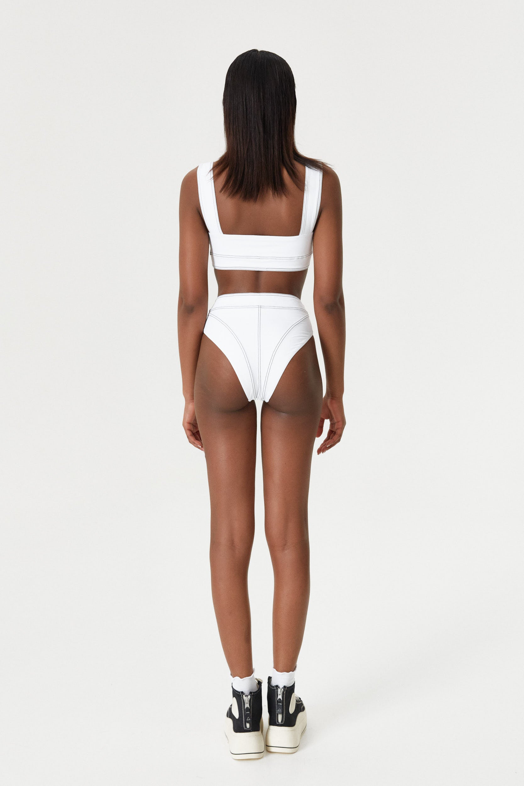 White Corset Lines High Waist Bottom