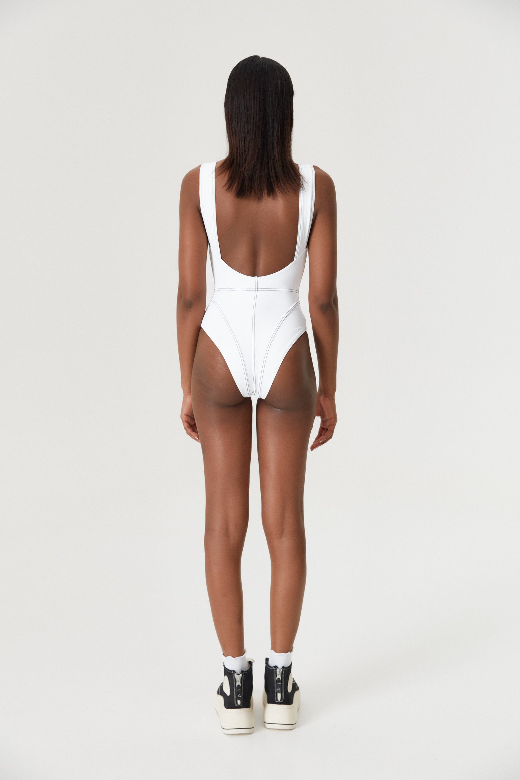 White Corset Lines One-Piece