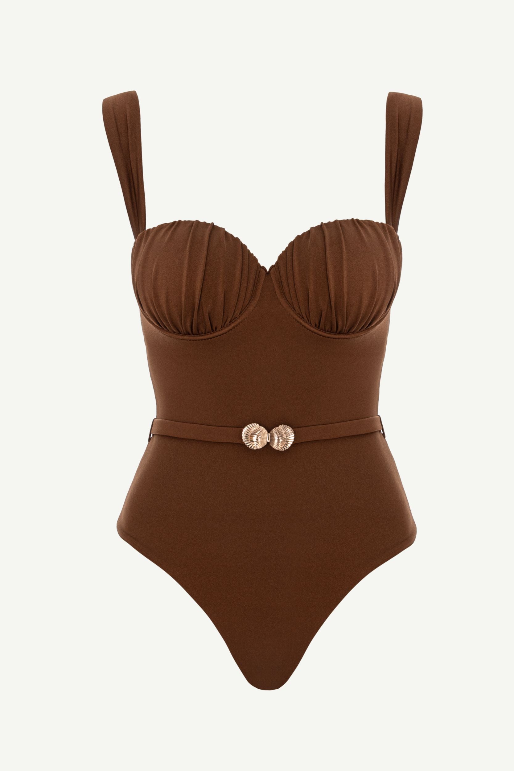 Costum de baie întreg Seashell Balconette Maro Bronzite