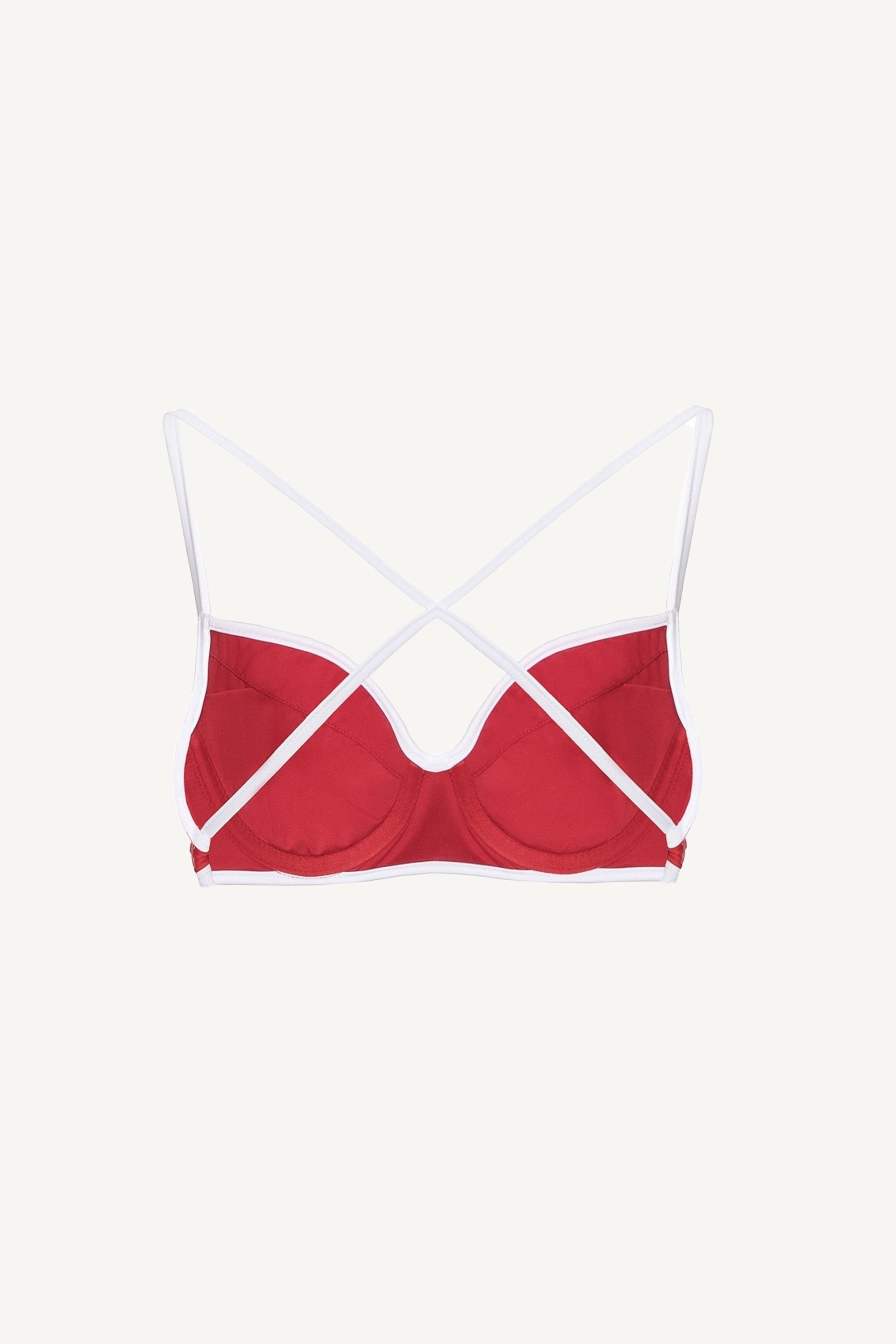 Red Two-Tone Underwire Top