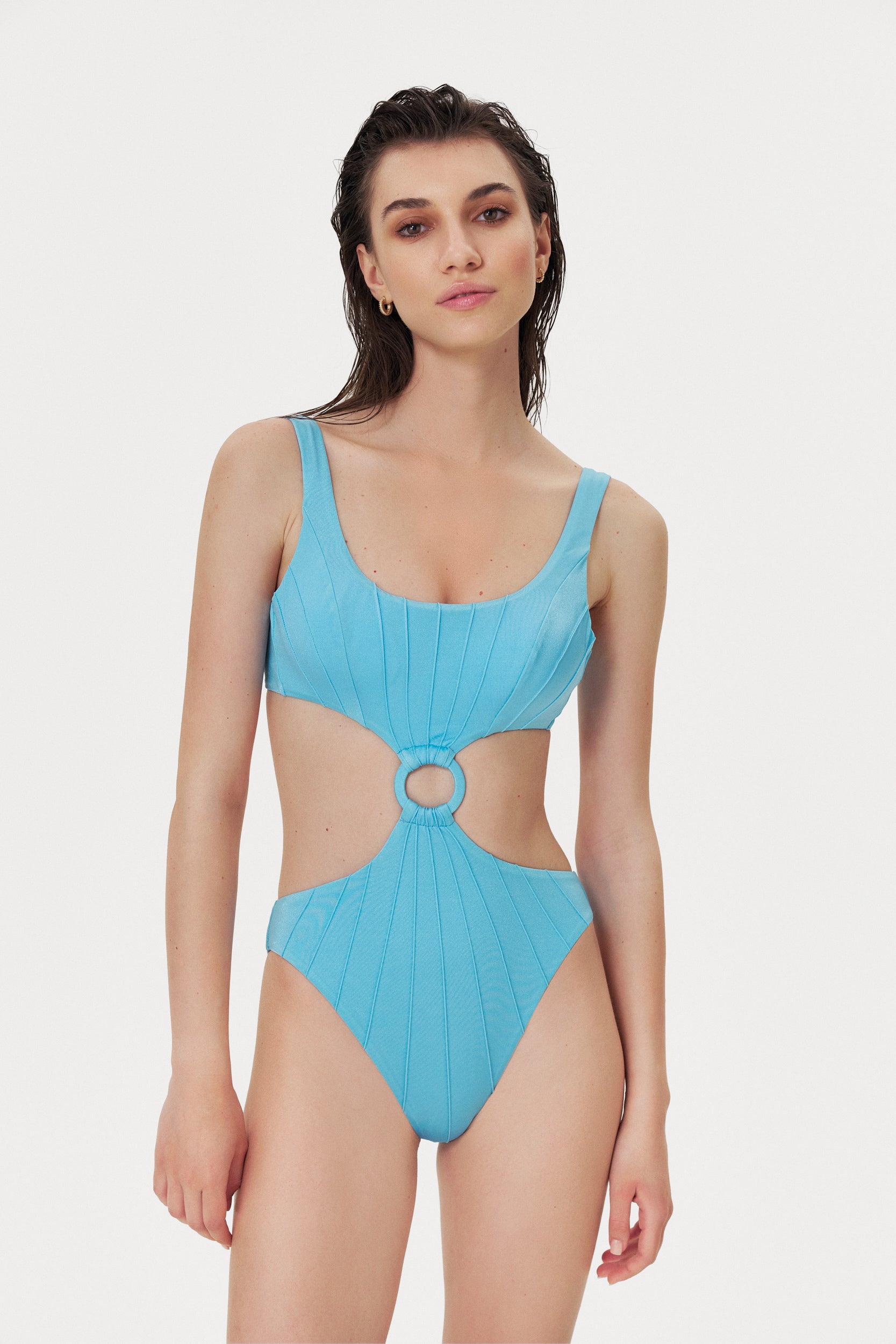 Baby Blue Coquillage Cut-Out One Piece