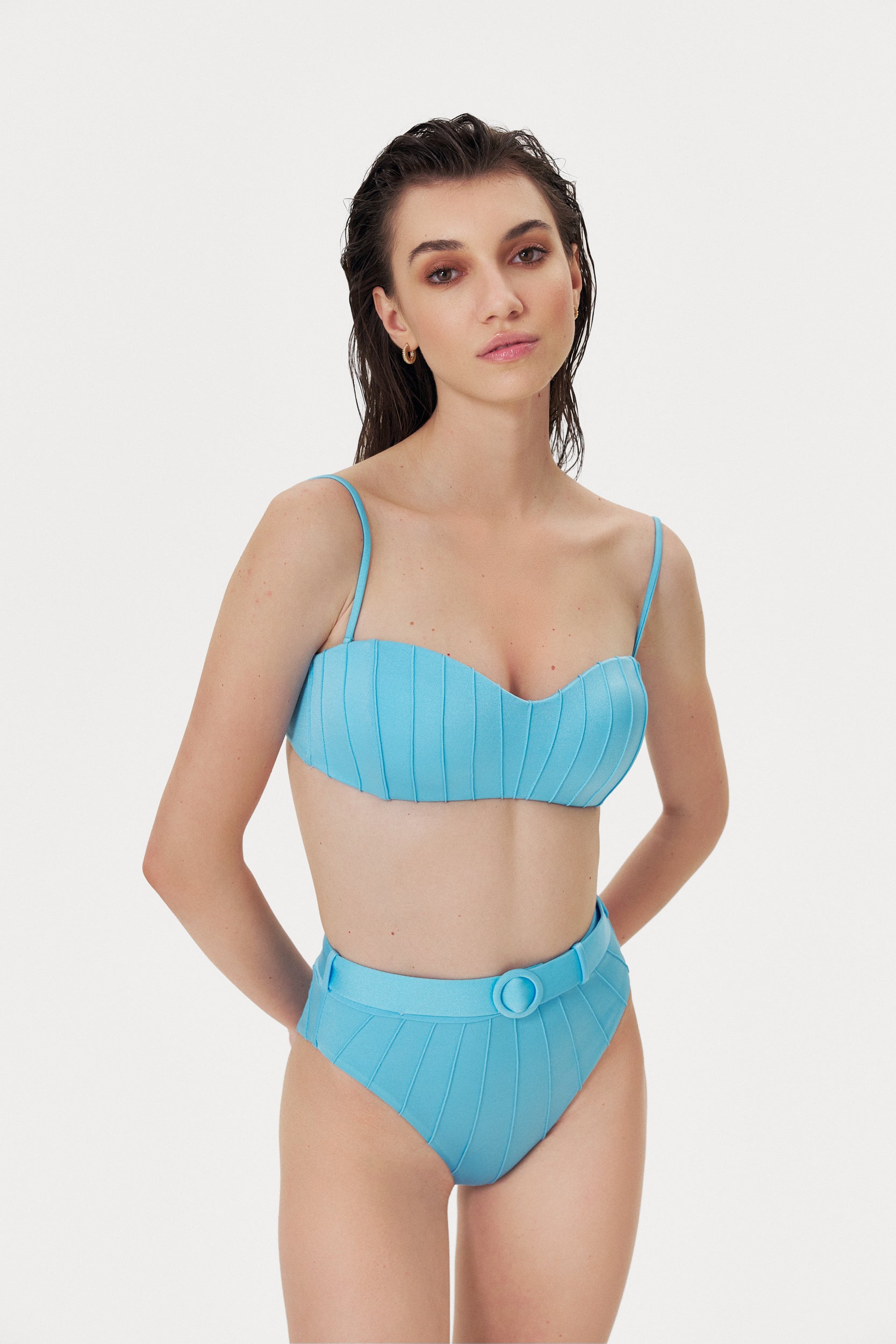 Baby Blue Coquillage High Waist Bikini Bottom