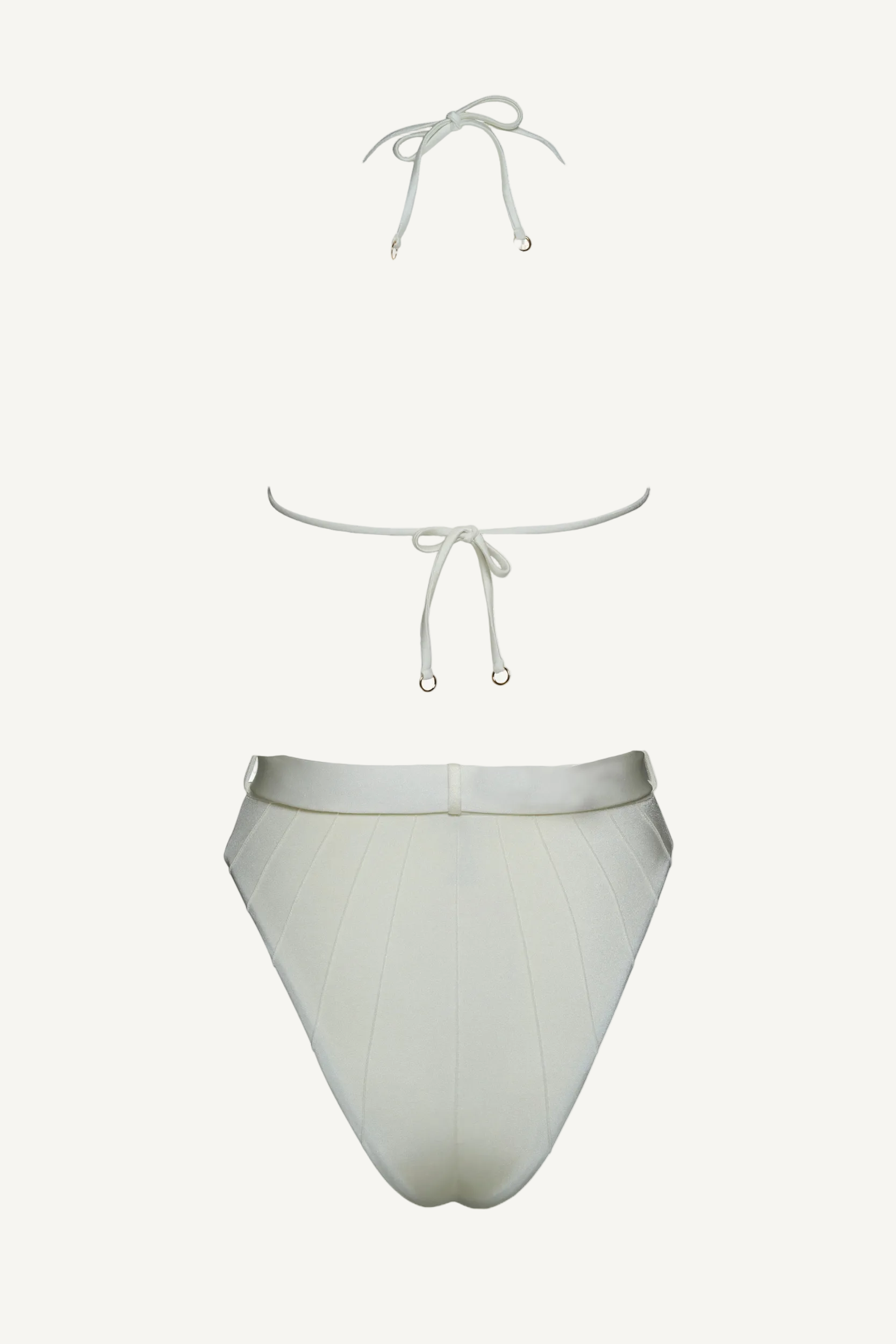 Coquillage Sutien triunghi & Slip de baie cu talie înaltă Alb perlat