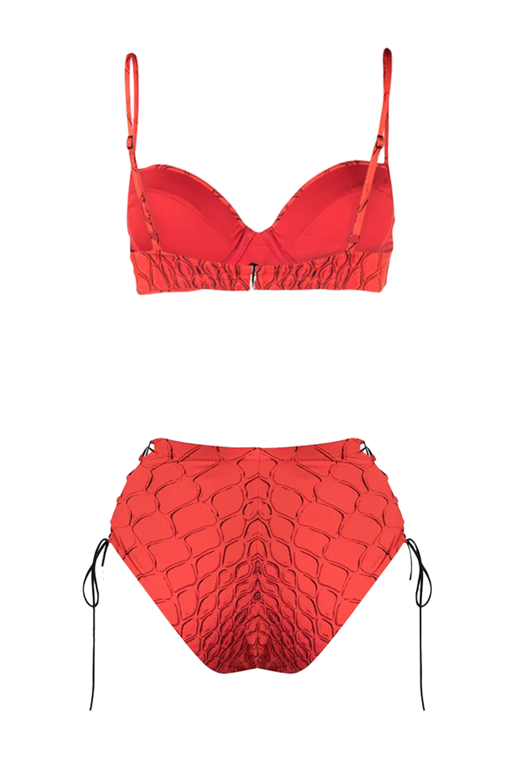  Top Șarpe Roșu Push-Up & Slip High Waist cu Șireturi Laterale