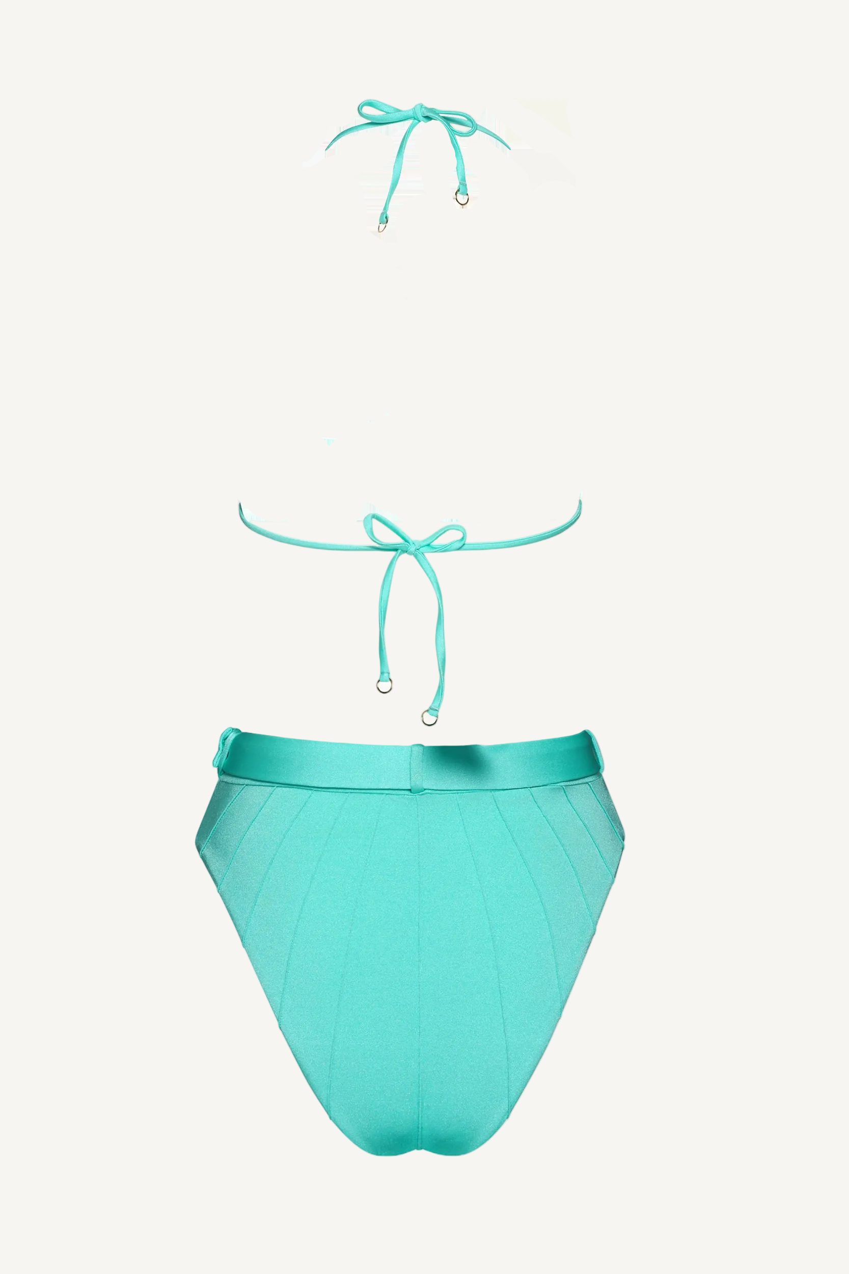 Coquillage Sutien triunghi & Slip de baie cu talie înaltă Turcoaz