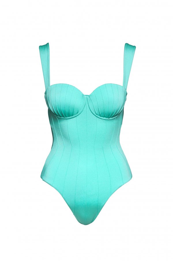  Turquoise Coquillage Balconette One Piece