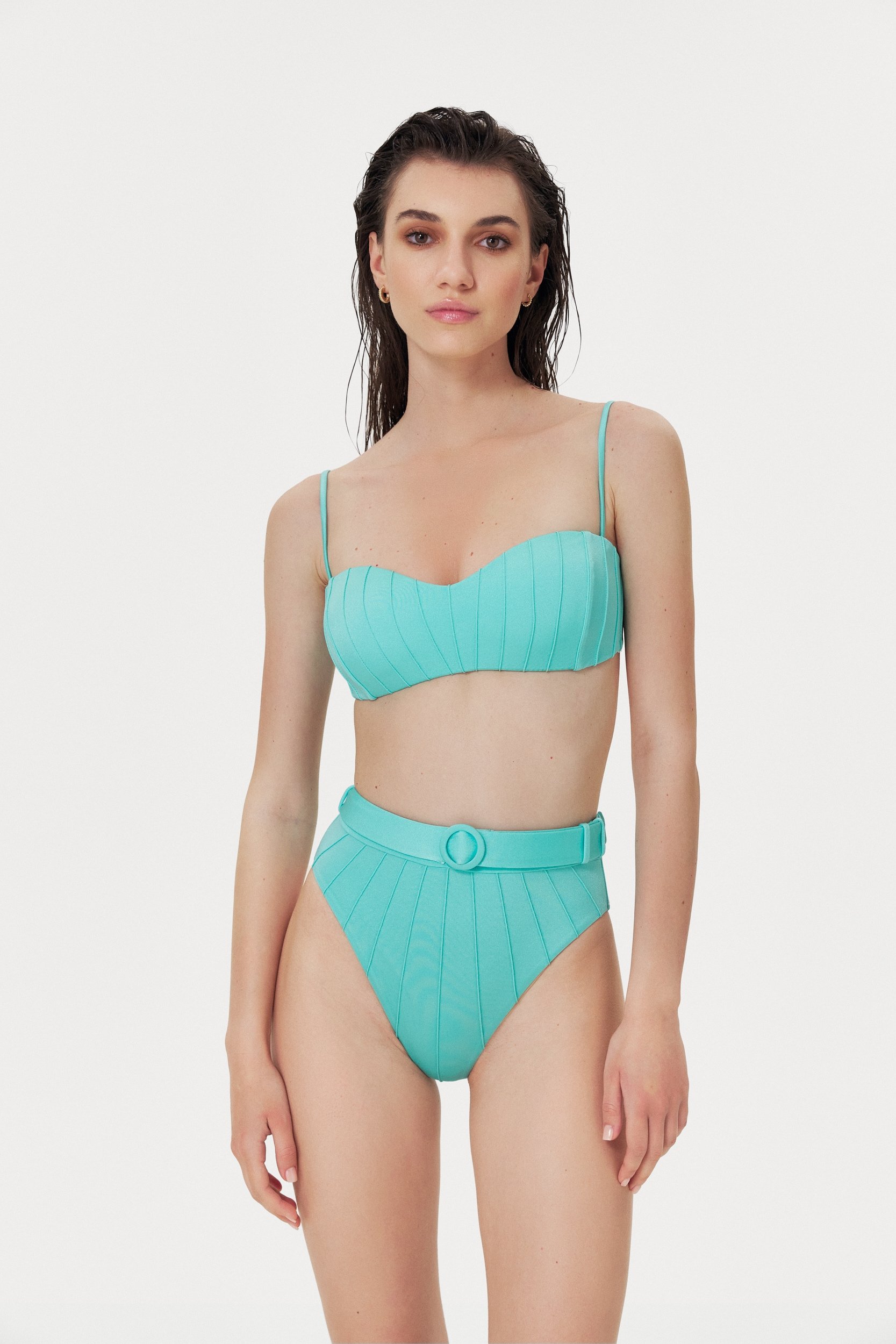 Turquoise High Waist Bikini Bottom