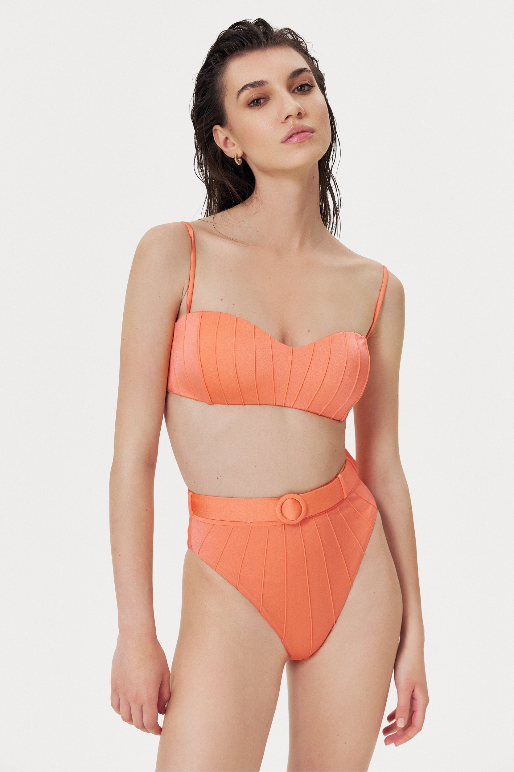 Orange High Waist Bikini Bottom