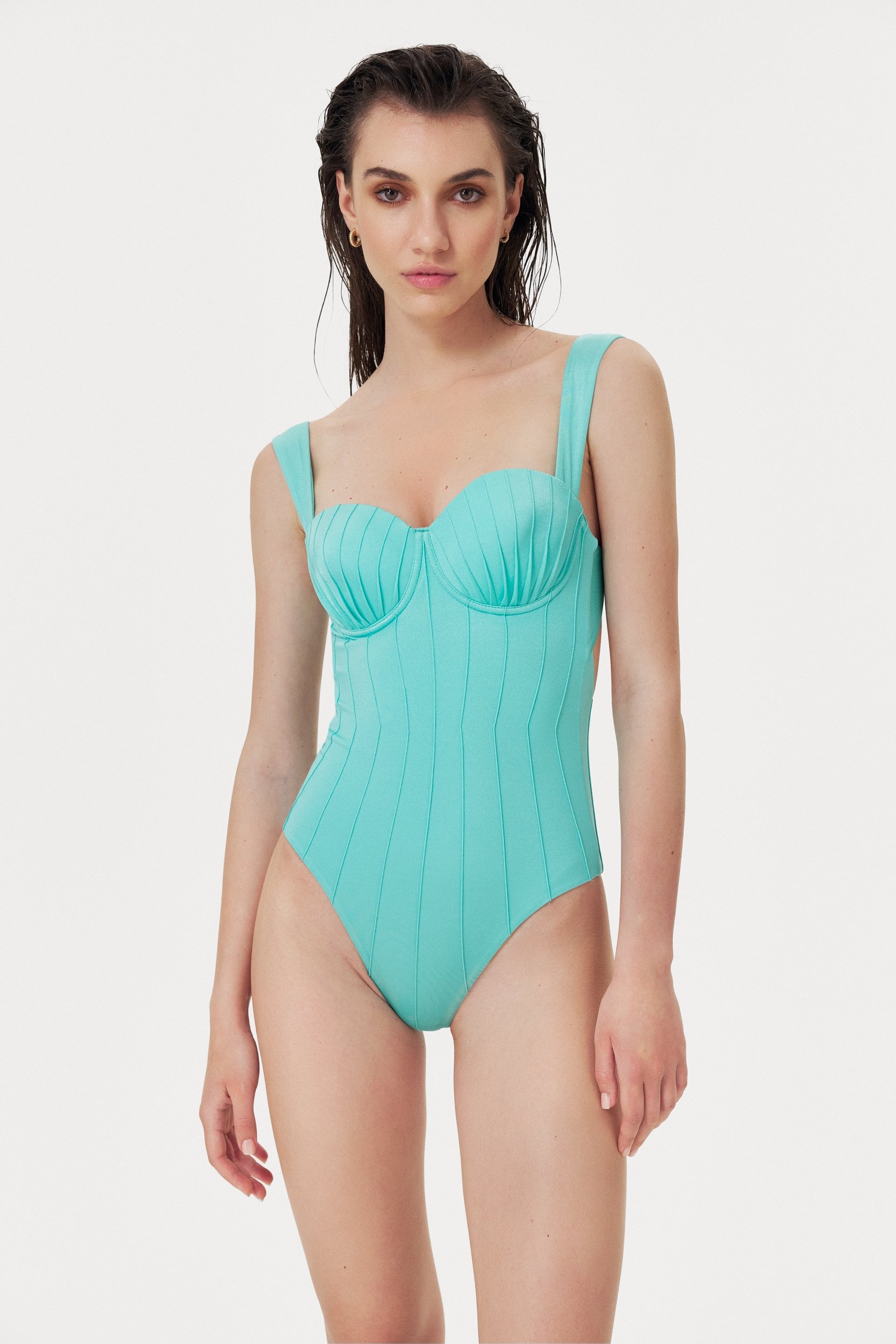  Turquoise Coquillage Balconette One Piece