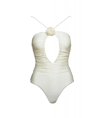 Ivory Flower Ruched One Piece