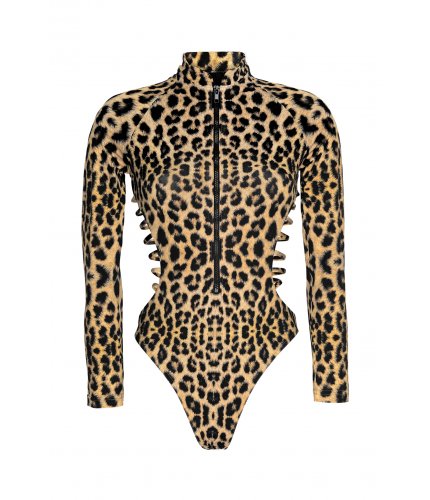 Leopard Long Sleeve Bikini Suit