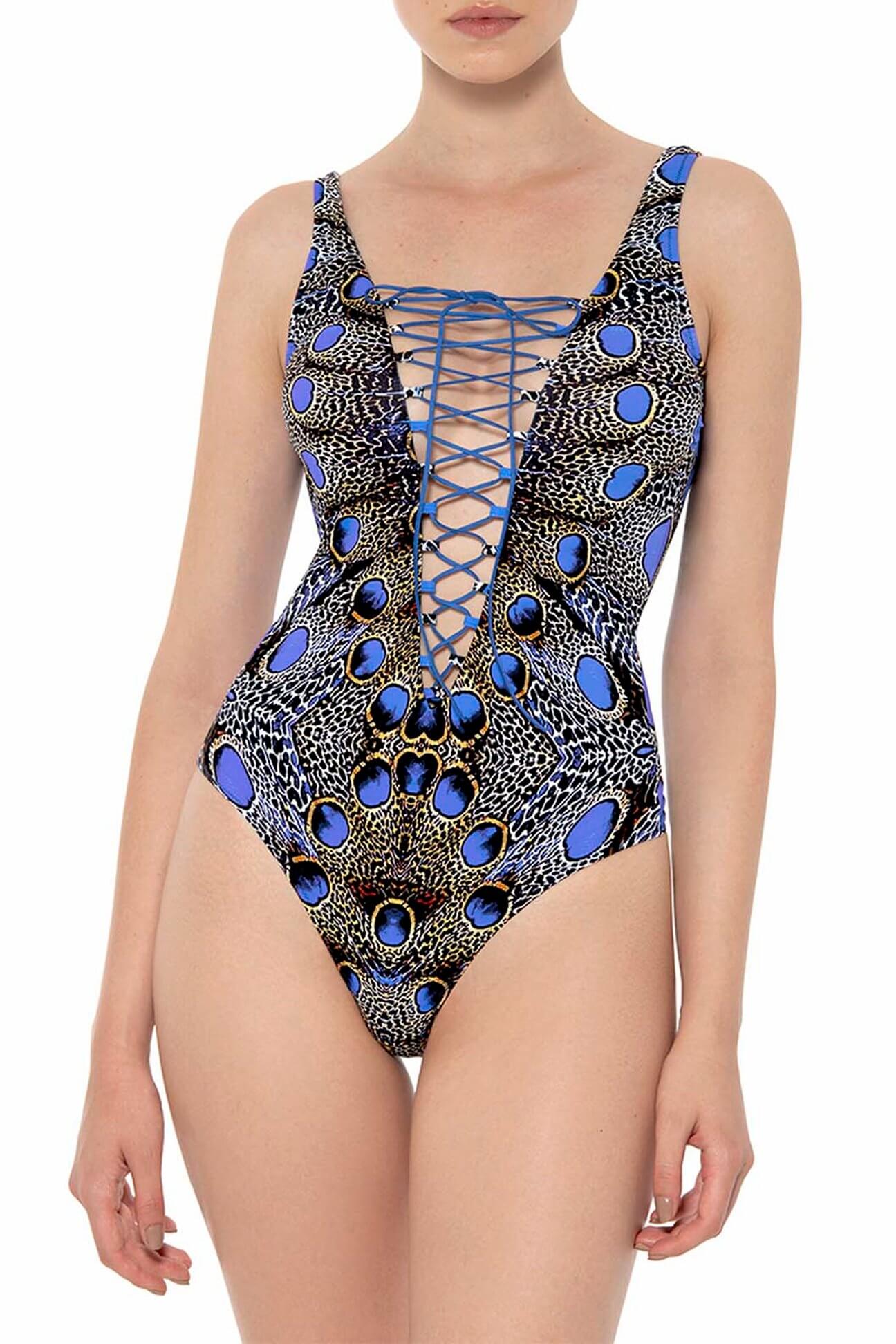 Feathers Lace-up One-Piece